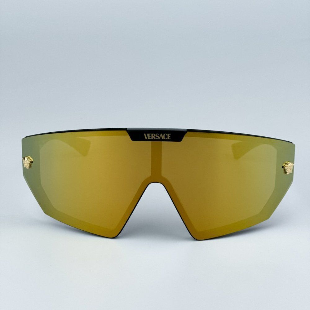 NEW Versace VE4461 GB1/87 Black Dark Grey Mirror Gold Detachable Lens Sunglasses - Picture 5 of 15